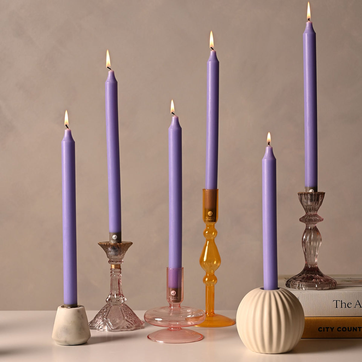 Taper Candle: Unscented 12" Lilac - Lilac - Northern Lights