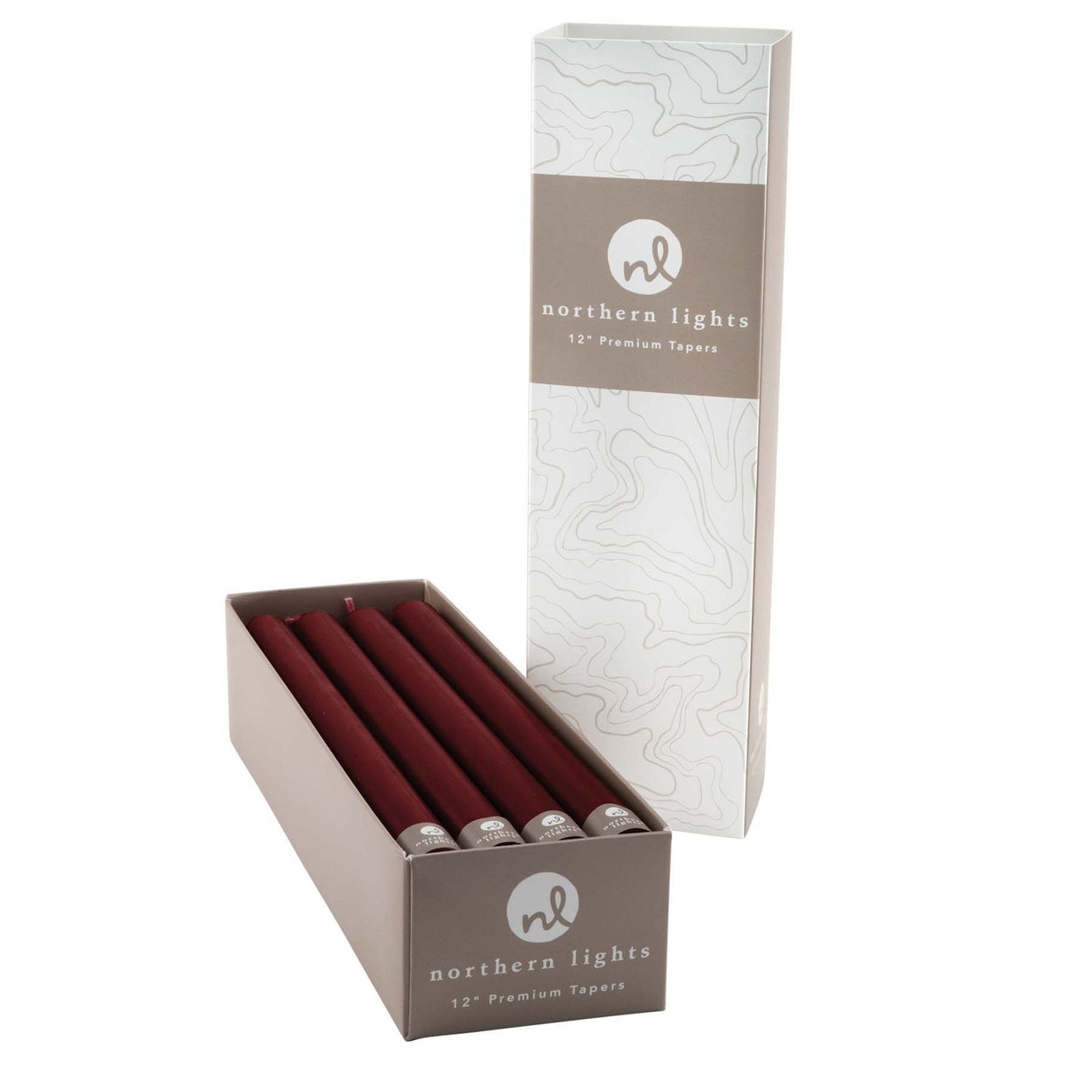 Taper Candle: Unscented 12" Bordeaux - Bordeaux Red - Northern Lights