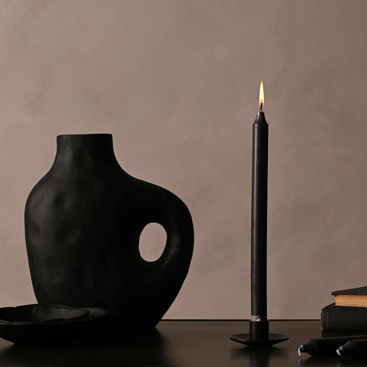 Taper Candle: Unscented 12" Graphite - Graphite - Northern Lights