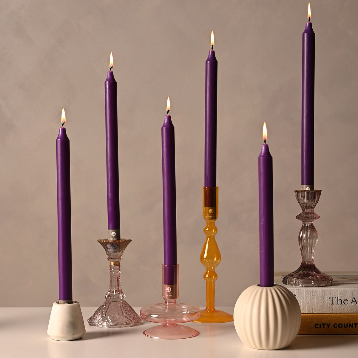 Taper Candle: Unscented 12" Purple - Purple - Northern Lights