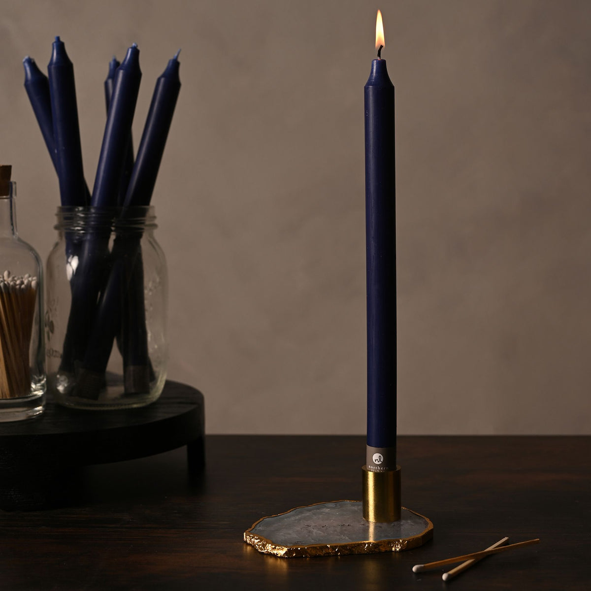 Taper Candle: Unscented 12" Midnight Blue - Midnight Blue - Northern Lights
