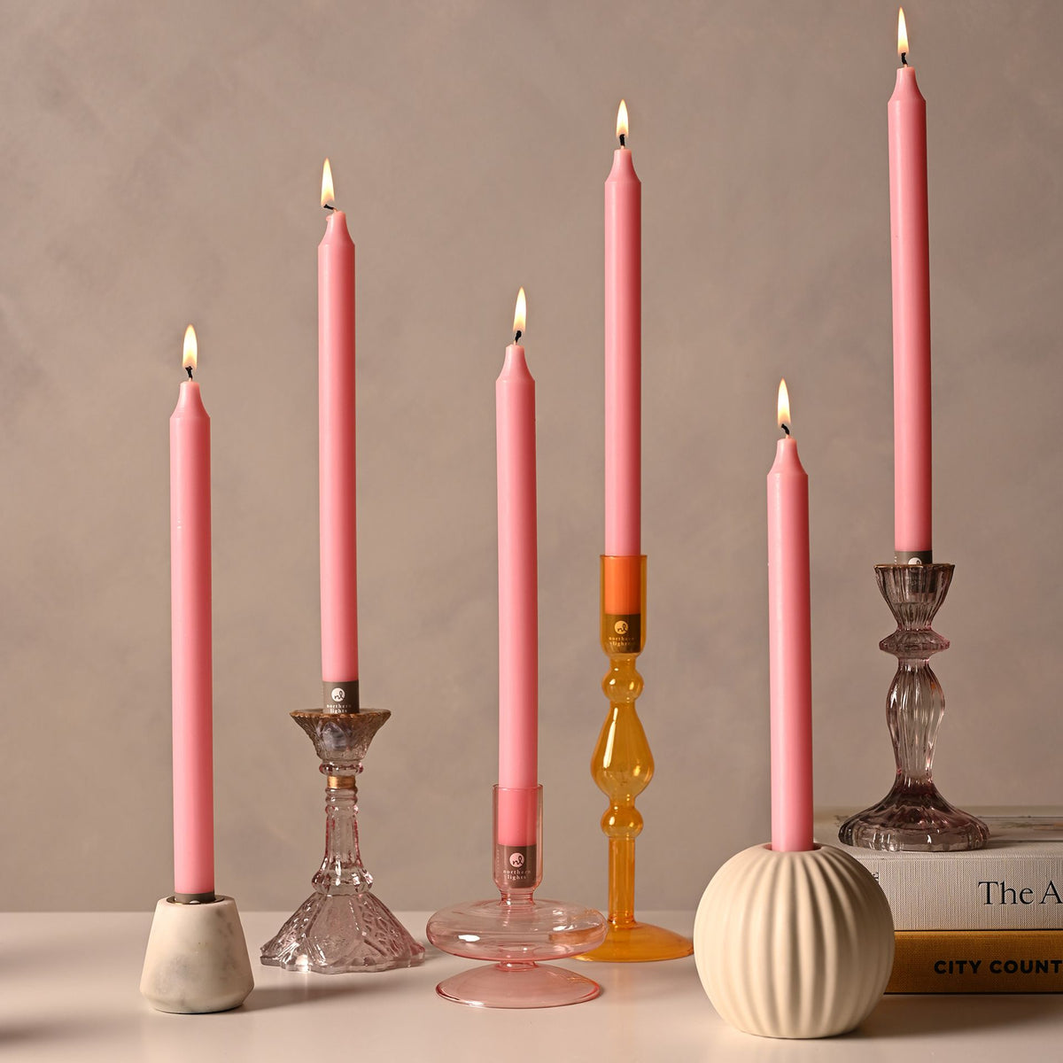 Taper Candle: Unscented 12" Soft Pink - Soft Pink - Northern Lights