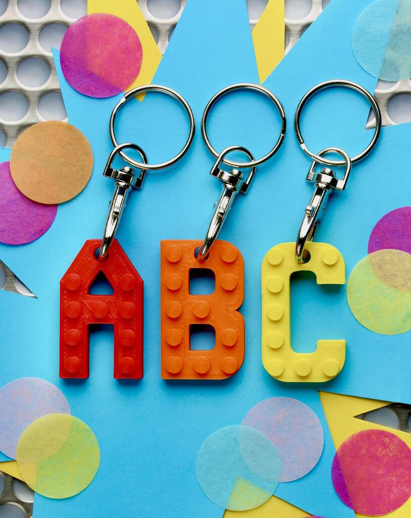 Keyring: Lego Style Letter - Various Colours - Made Happy