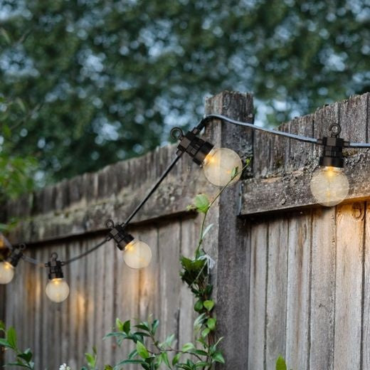 Outdoor Fairy Lights: Power Bulb String Festoon 20 Twinkle Effect Lightbulb - Black