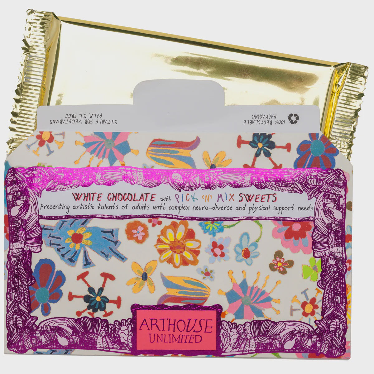 Chocolate Bar: Yellow Daffodil WHITE Pick n Mix Sweets - Metallic Pink - ArtHouse Unlimited