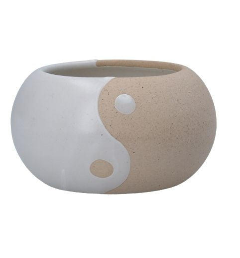 Planter Pot: Ceramic Yin and Yang - White & Natural - Gisela Graham