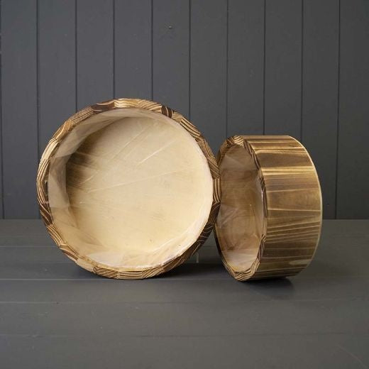 Planter Pot: Wood Round Lined Shallow  - Natural