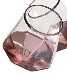 Prism Tumbler: Glass Slanted Base - Copper Dipped