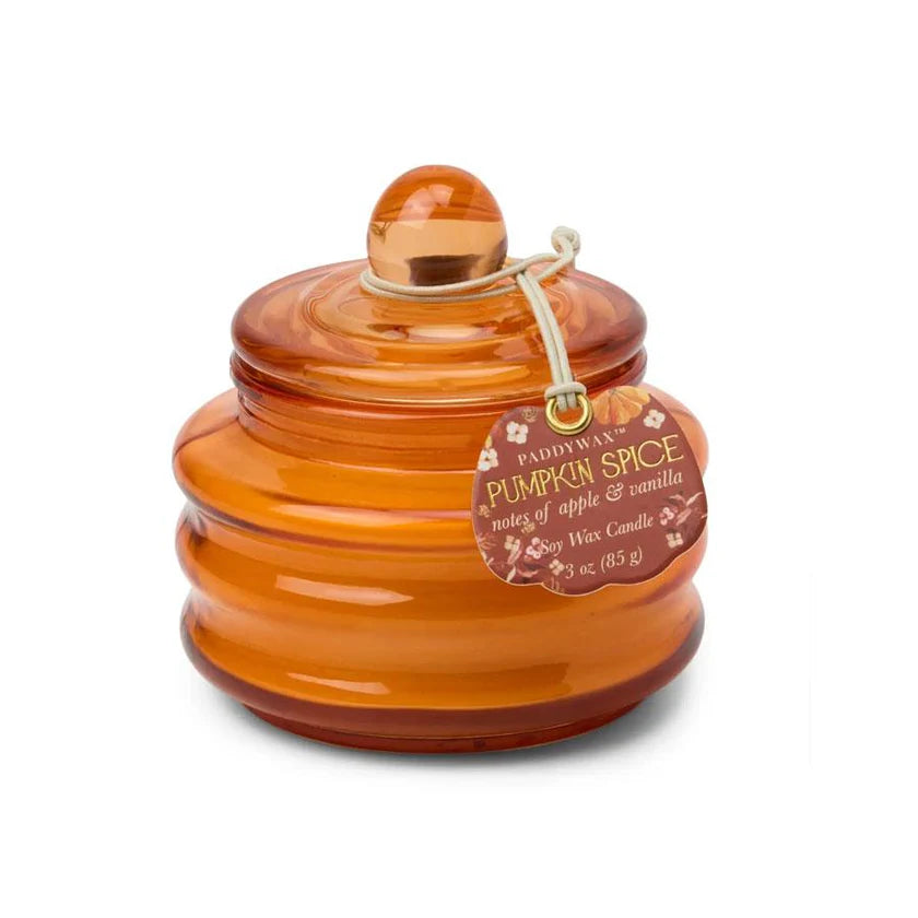 Scented Decorative Candle: Glass Jar Rippled BEAM Pumpkin Spice - Orange - Paddywax