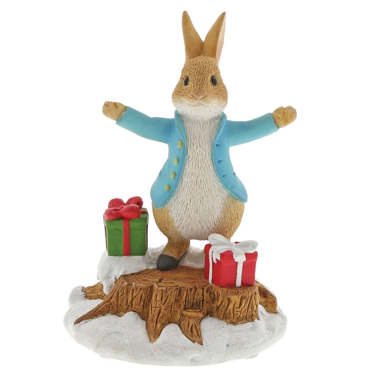 Christmas Ornament: Cast Stone PETER WITH PRESENTS - Blue - Peter Rabbit
