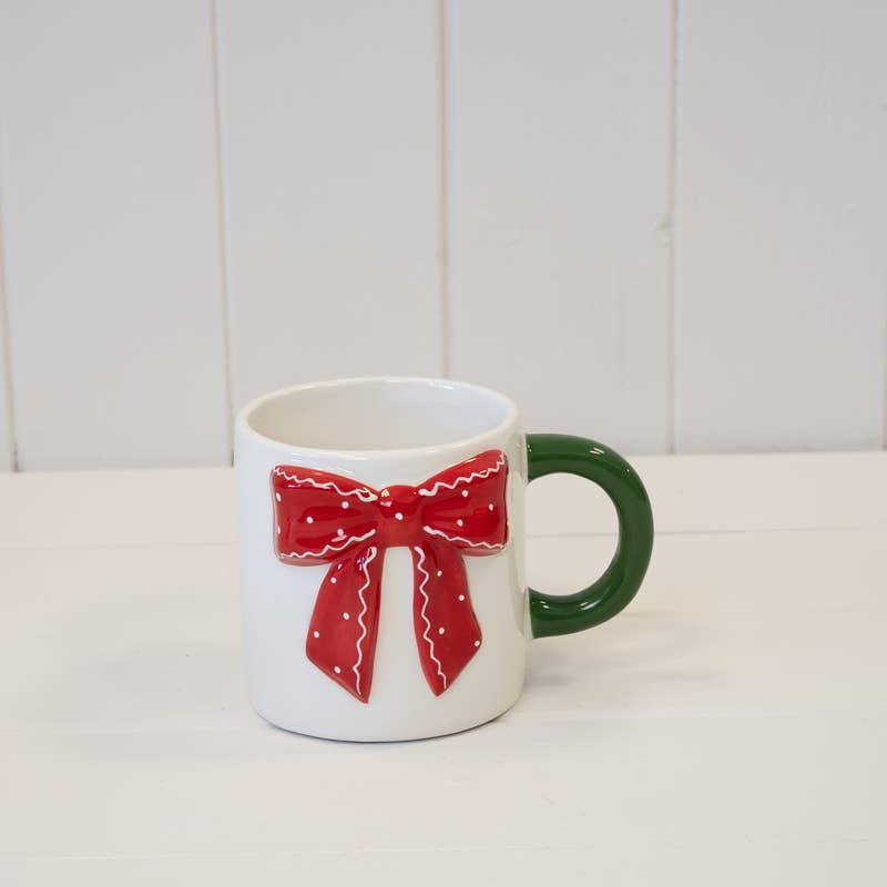 Christmas Mug: Ceramic Xmas Box - White & Red - Satchville Gift Co