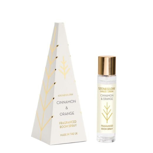 Room Spray: Pyramid 100ml Glass Bottle Orange & Cinnamon - Gold & Cream