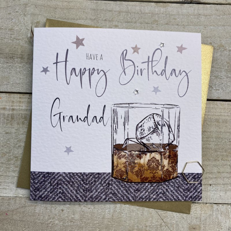 Grandad Card: Have a Happy Birthday - Glass - White Cotton Cards
