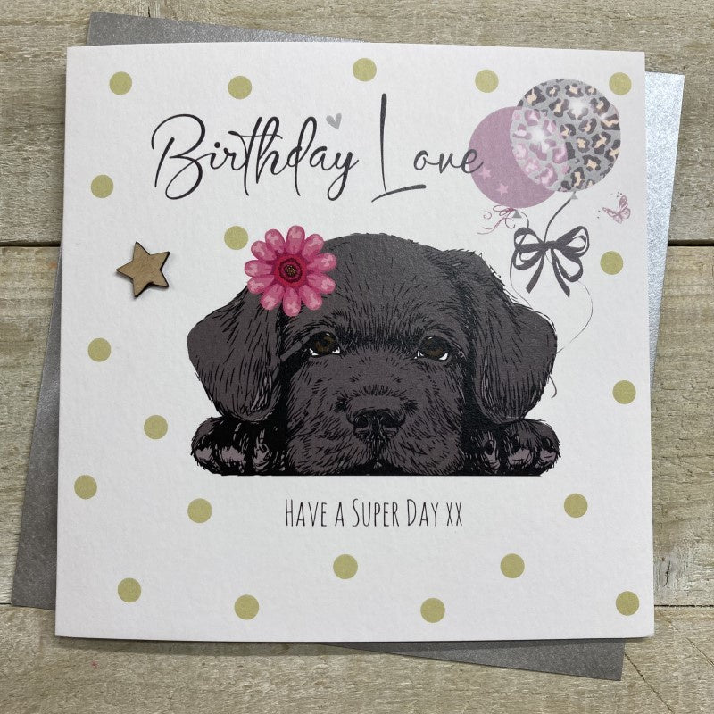Birthday Card: Dotty Birthday Love - Labrador