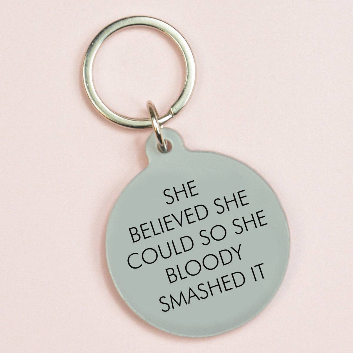 Key Ring: She Believed She Could - Silver - Flamingo Candles