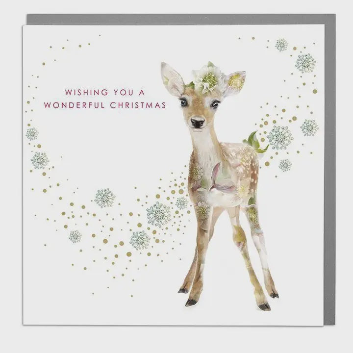 Christmas Card: Baby Deer Wildlife Botanical - Lola Design