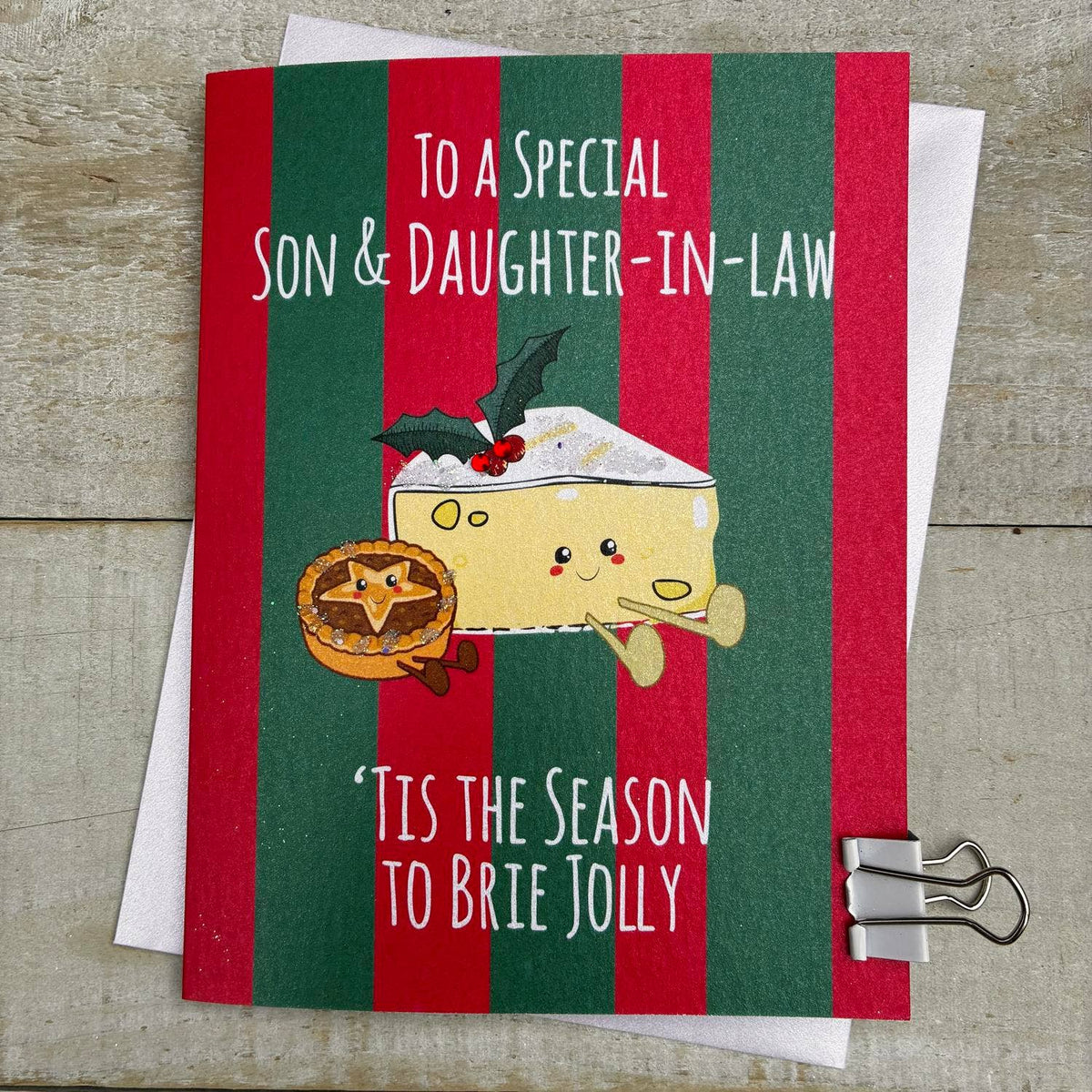 Christmas Card: Son & Daughter In Law - Brie - DOODLEBUG - White Cotton Cards