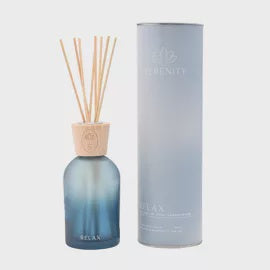Diffuser: Glass 220ml Relax - Rose Spiced Cardamon & Pink Pepper - Blue  - Serenity