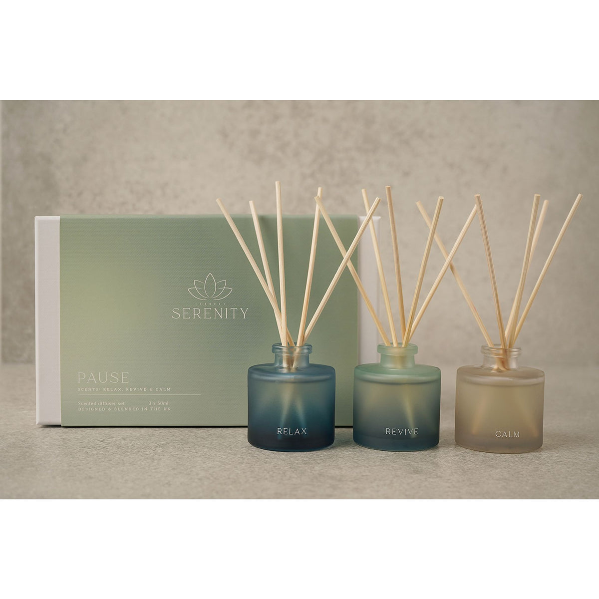 Diffuser: Glass Set Of 3 Revive Relax Calm - Green  - Serenity