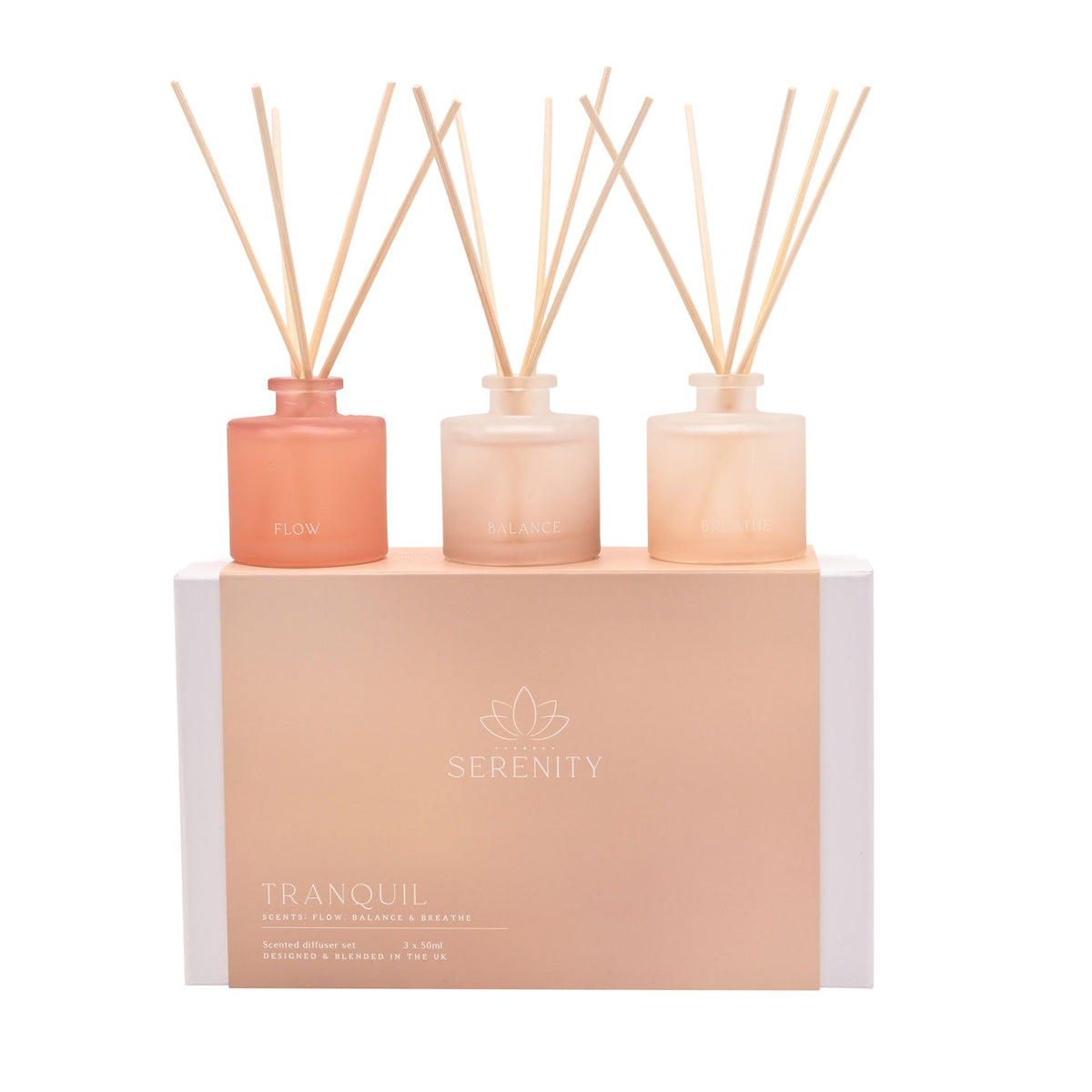 Diffuser: Glass Set Of 3 Flow Balance Breath - Coral Pink - Serenity