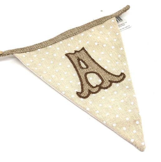 Personalised Letter Bunting Flag: Fabric Triangle Neutral Spot - Cream