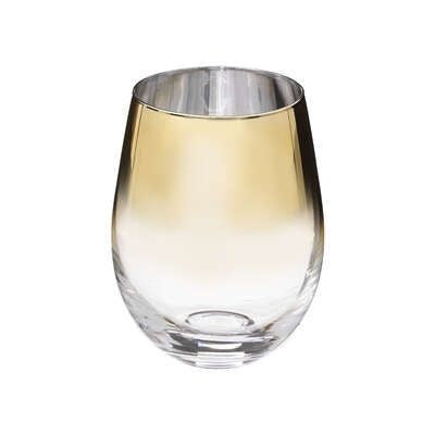 Stemless Wine Tumbler: Glass Gold Edge Arya - Gold - HOME - My Gifts Trade
