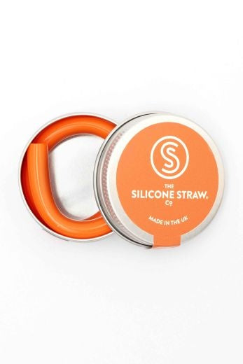 Straw: Silicone in Tin Travel - Select Colour: Orange