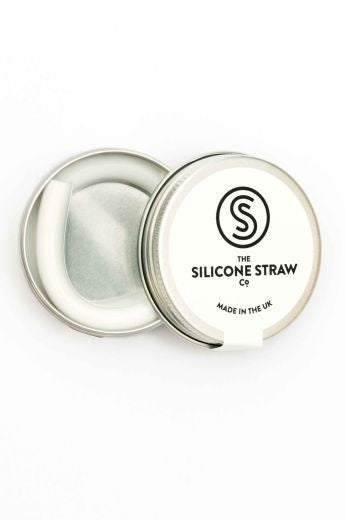 Straw: Silicone in Tin Travel - Select Colour: White