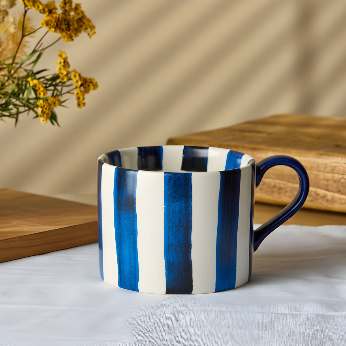 Mug: Stoneware Striped - Blue - DRH Collection