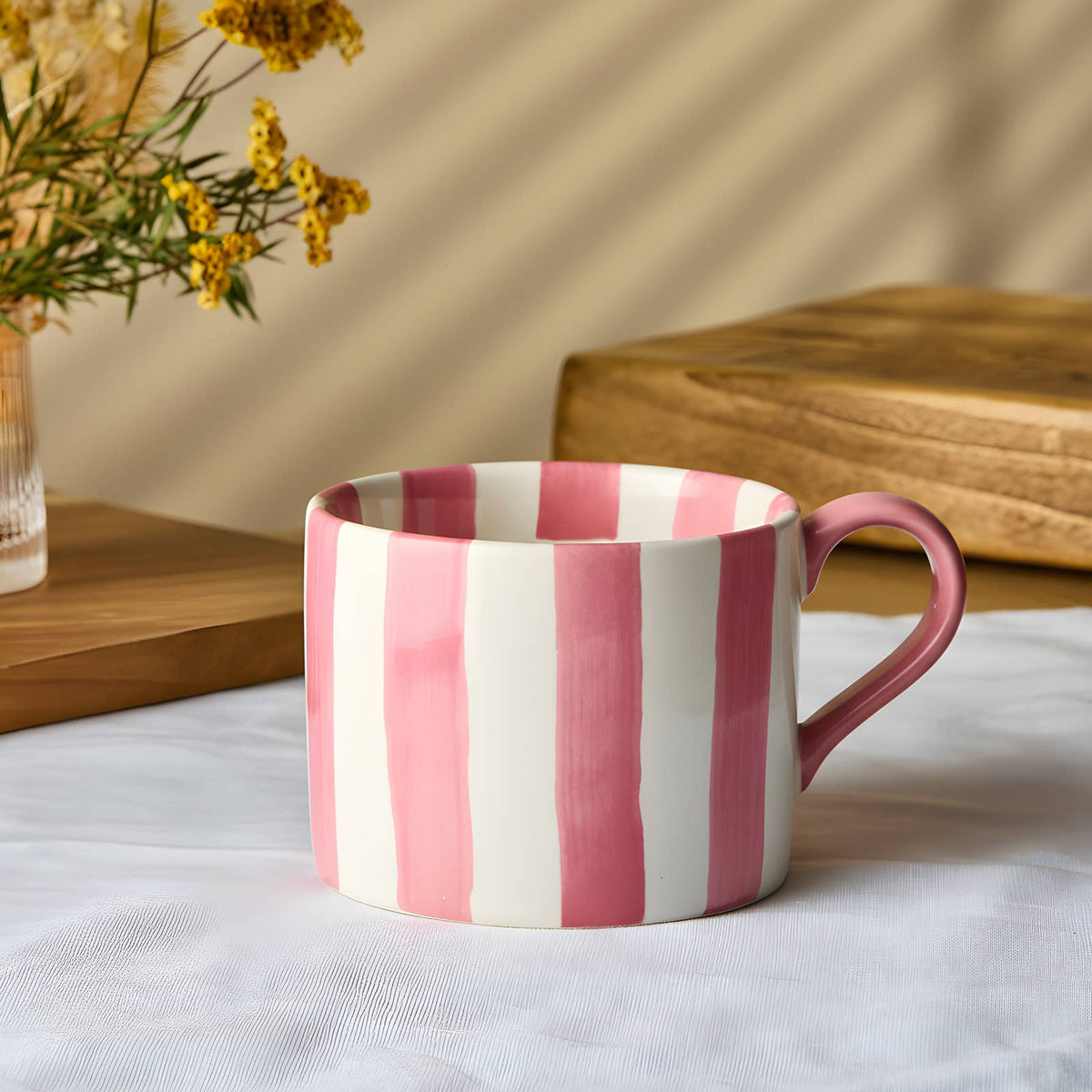 Mug: Stoneware Striped - Pink - DRH Collection
