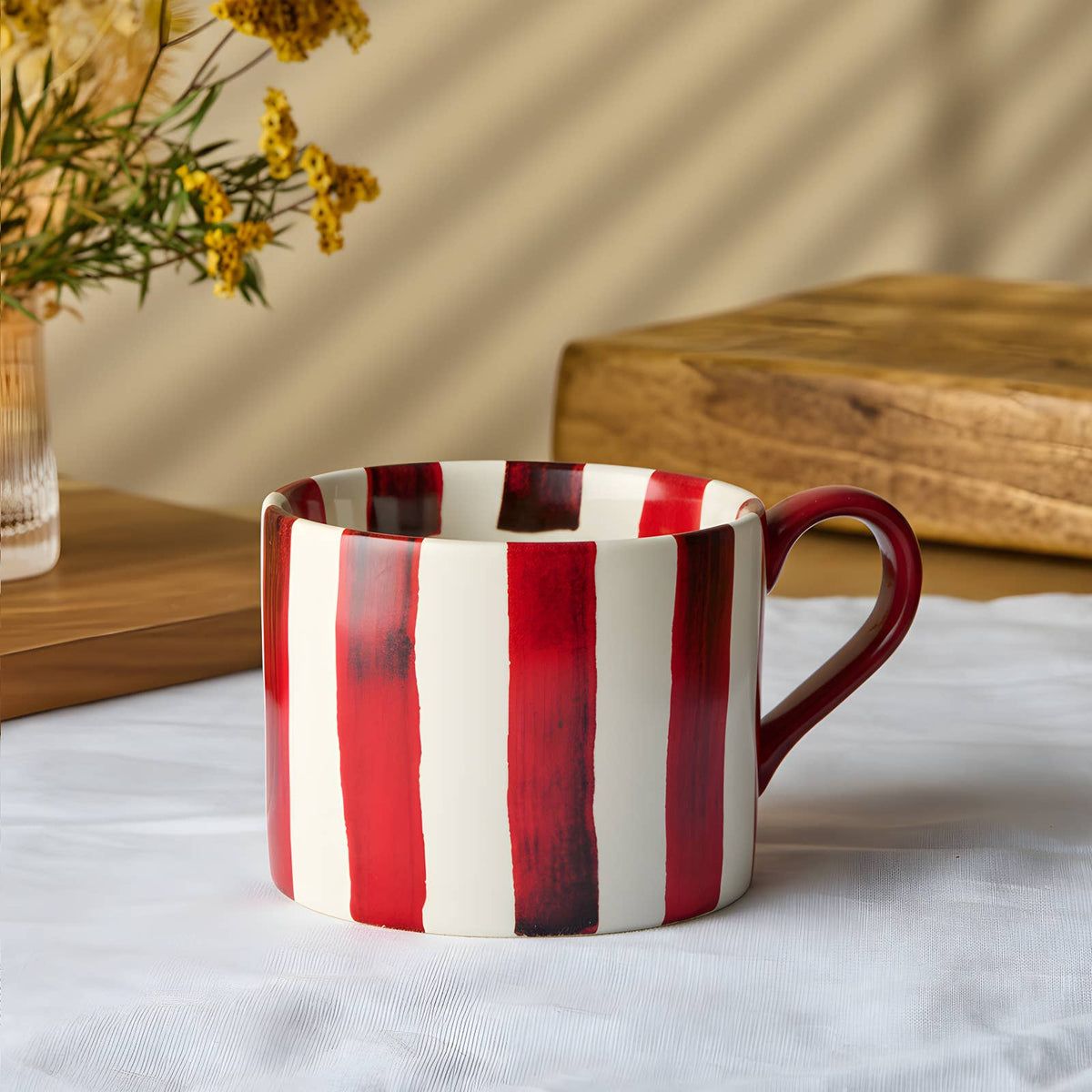 Mug: Stoneware Striped - Red - DRH Collection