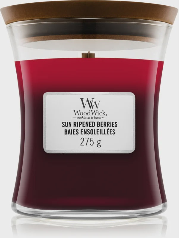 Candle: Scented Woodwick Trilogy Glass Medium Jar 10 oz - Sun-Ripened Berries