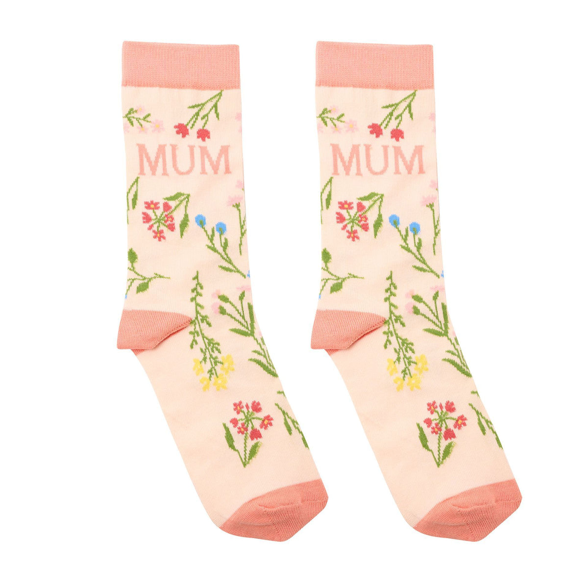 Socks: Cotton Floral Mum - Pink - Cottage Garden