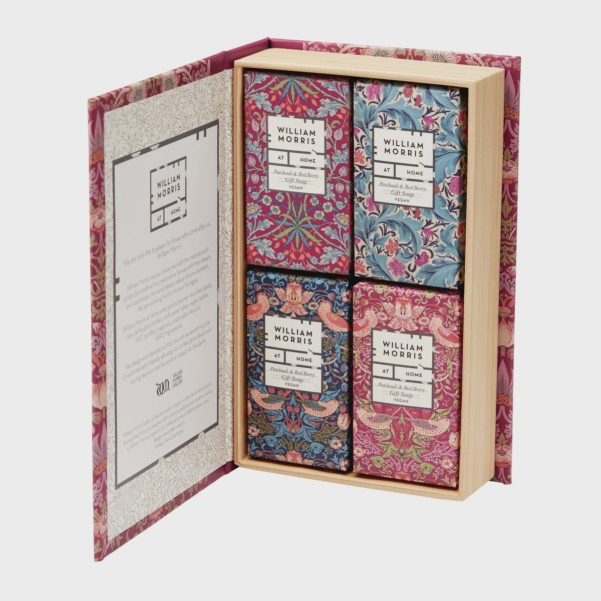 Hand Soap Strawberry Thief Book Set of 4 Bars - Patchouli & Red Berry