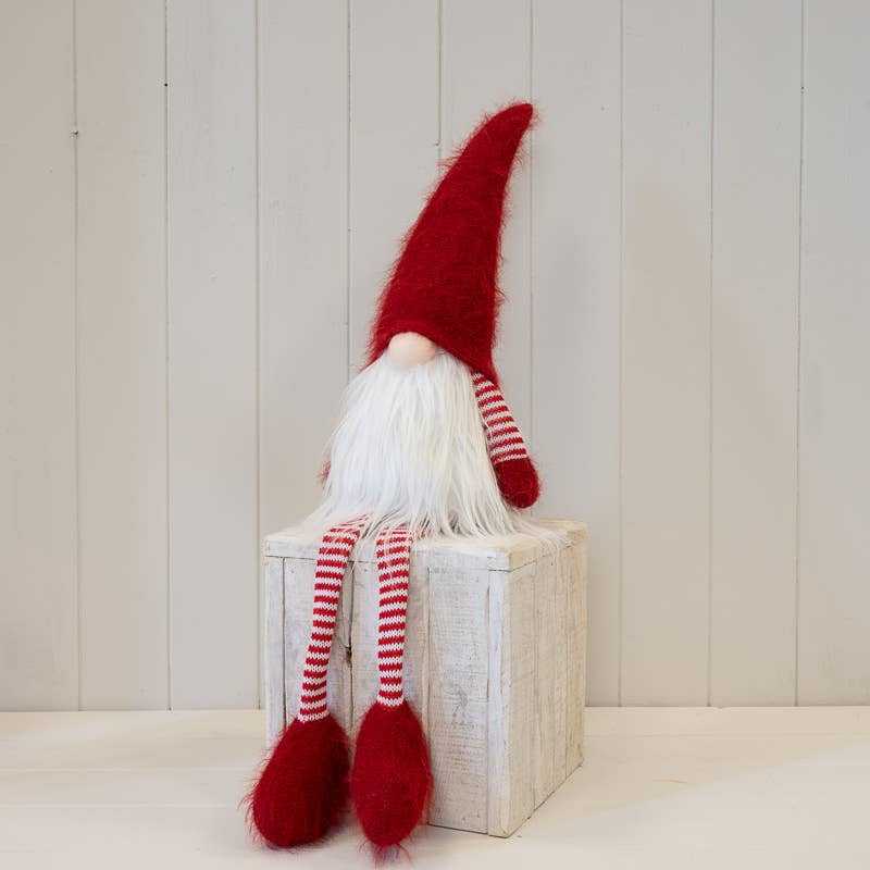 Shelf Sitter: Christmas Gonk Long Dangly Stripy Legs - Red & White - Satchville