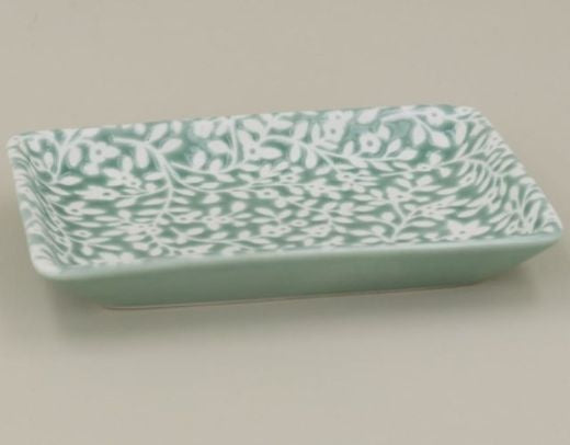 Trinket Dish: Porcelain Vines Small - Dark Green - Gisela Graham