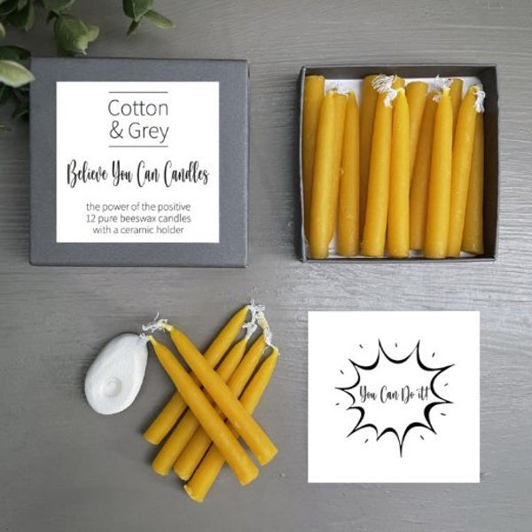 Twenty Minute Candles Gift of Time Believe You Can Beeswax Gift Set Grey Box