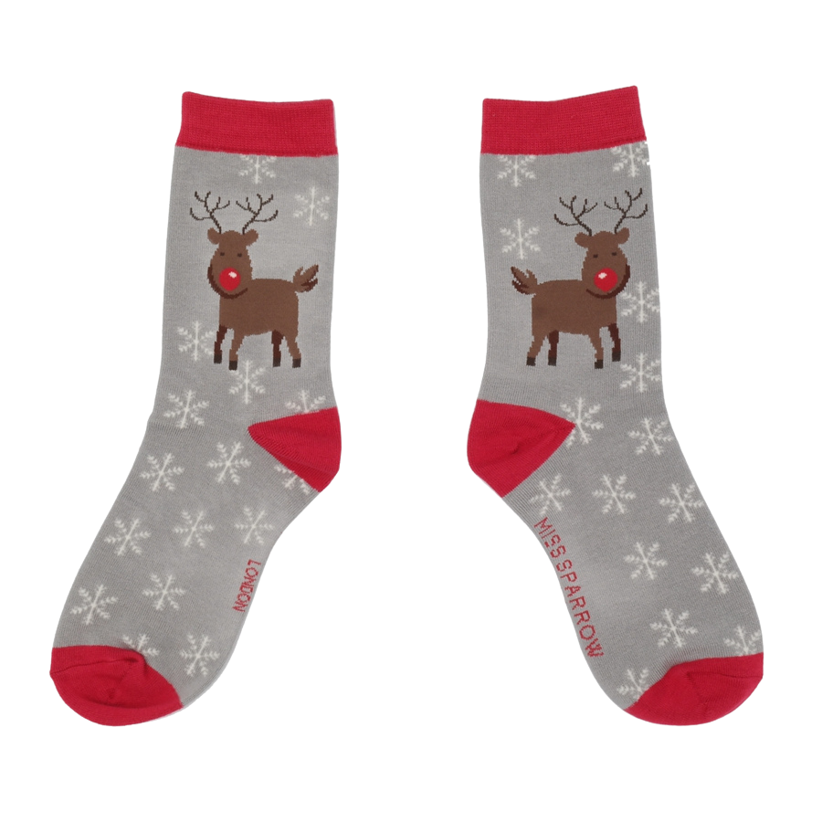 Socks: Rudolph  - Grey - Miss Sparrow