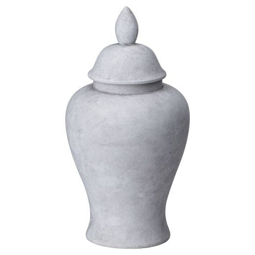Vase Jar: Stone Medium Ginger w Lid - Grey