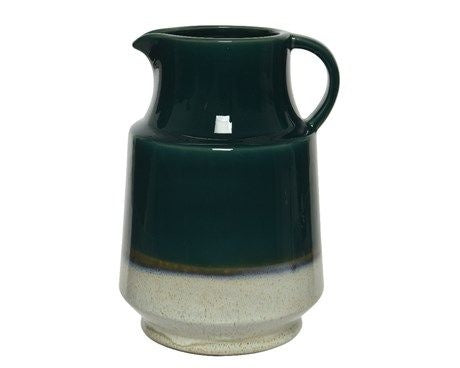 Vase Jug: Stoneware Dip Glazed Handle Large - Moss Green