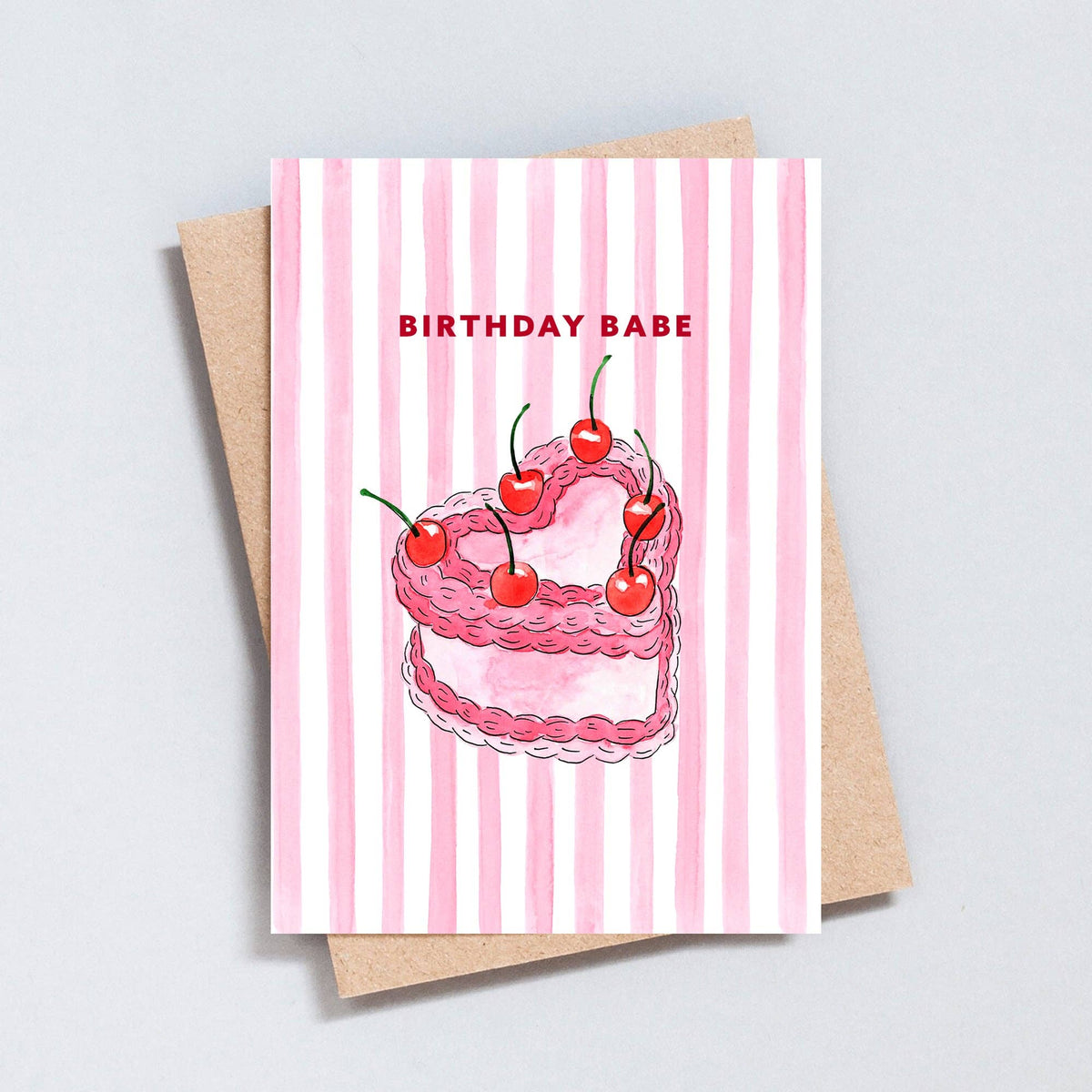 Birthday Card: Watercolour Heart Birthday Cake - The Type Club