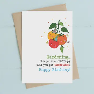 Birthday Card: Gardening Cheaper Than Therapy - DANDELION Stationary