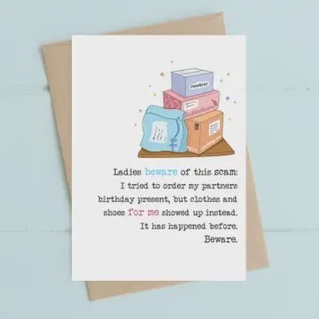 Birthday Card: Beware Of The Scam - DANDELION Stationary