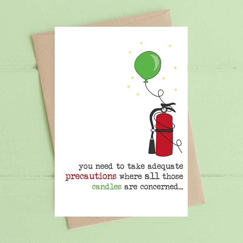 Birthday Card: Adequate Protection Candles Fire Extinguisher - DANDELION Staionery