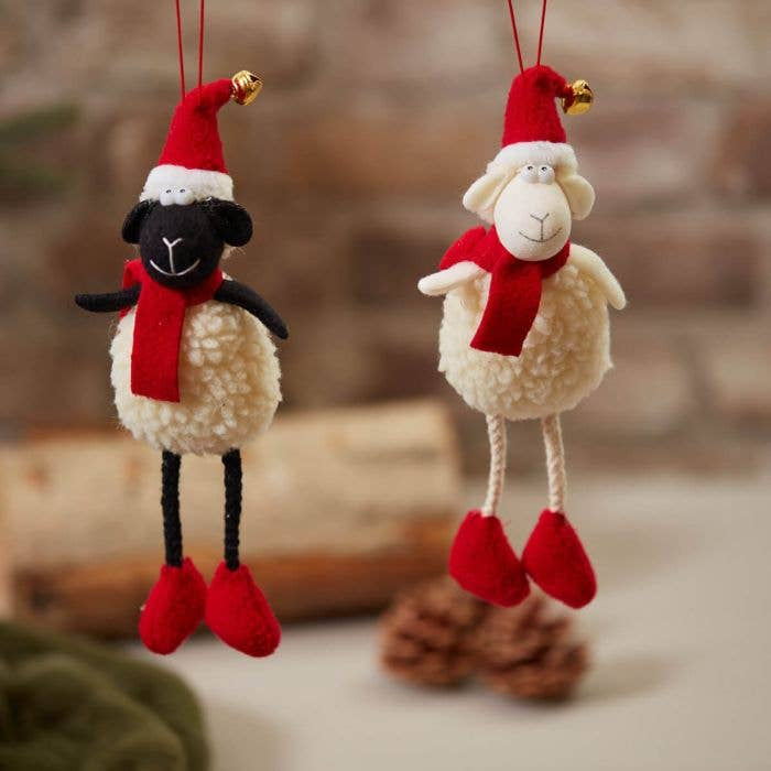 Christmas Hanging Dec: Fleece Fabric Xmas Sheep - Various - Langs